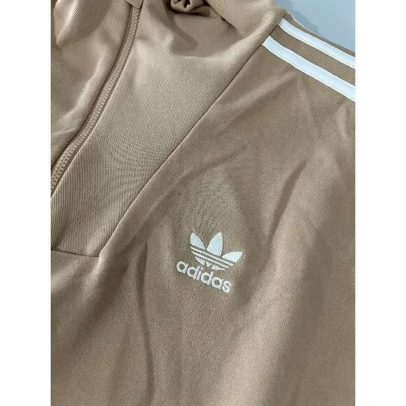 Adidas Men's Funnel neck Quarter Zip Track Top Beige S - Picture 5 of 8